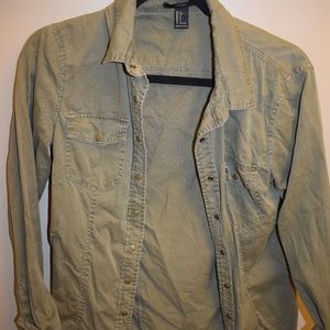 Forever21 Army Green Button Up Top- Size S